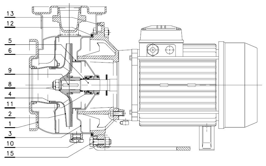 Конструкция насоса Lowara ESHE 32-200/30/P25RSSA артикул: 101860190