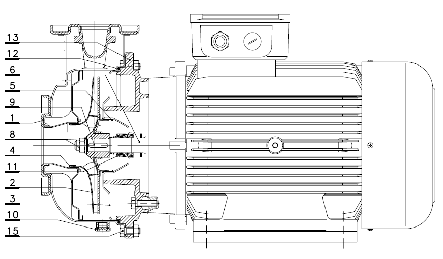 Конструкция насоса Lowara ESHE 80-250/110/P45VSNA артикул: 101863760