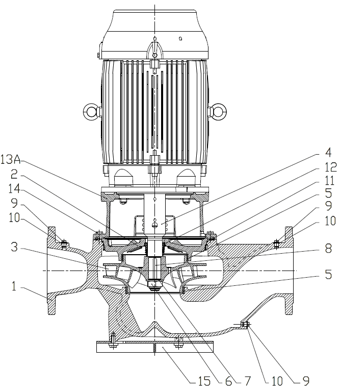 Конструкция насоса Lowara LNES 250-315/750/W45VDC4 артикул: 703910690