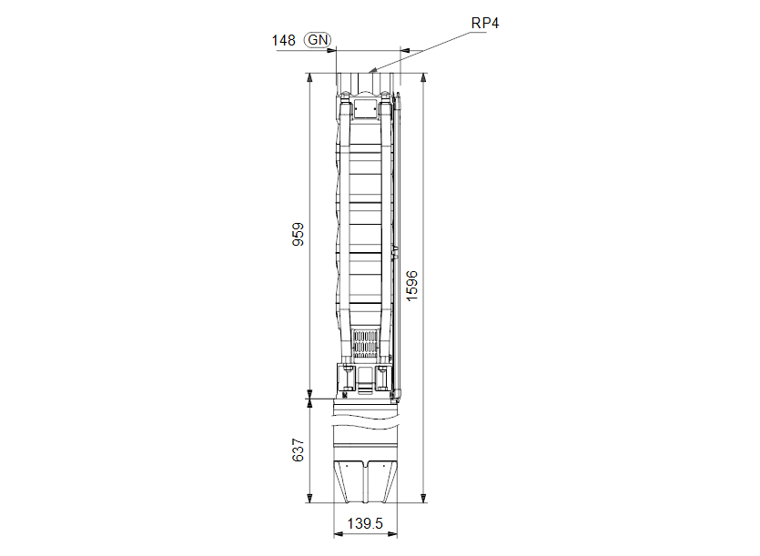 Габаритные размеры насоса Grundfos SP 60-6 Rp4 6