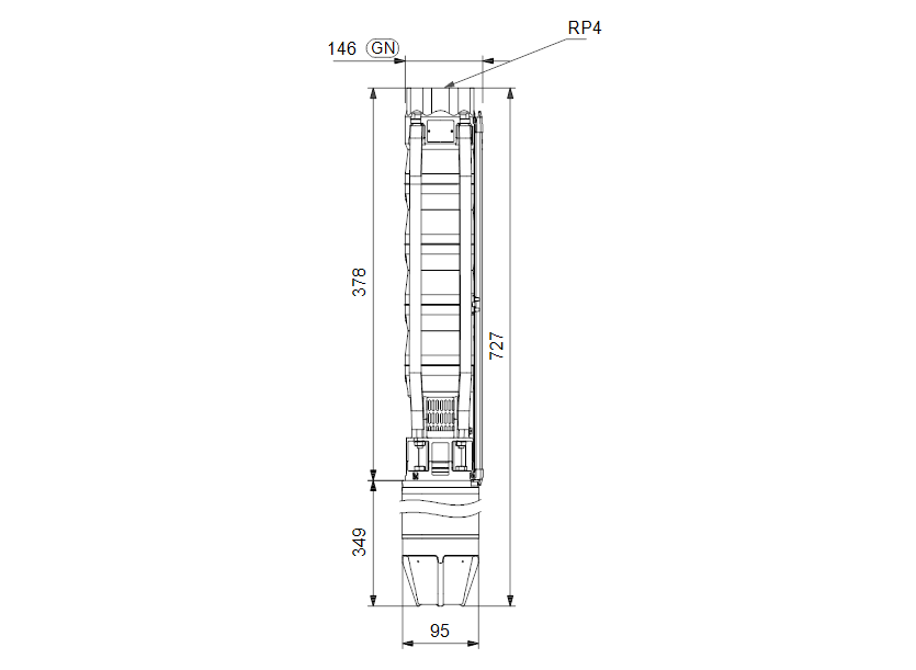 Габаритные размеры насоса Grundfos SP 60-1A Rp4 4