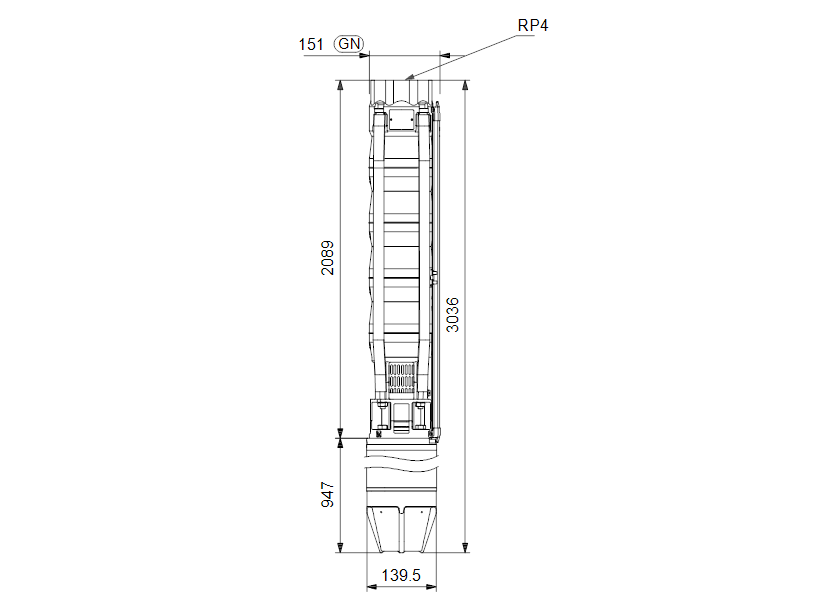 Габаритные размеры насоса Grundfos SP 60-16 Rp4 6