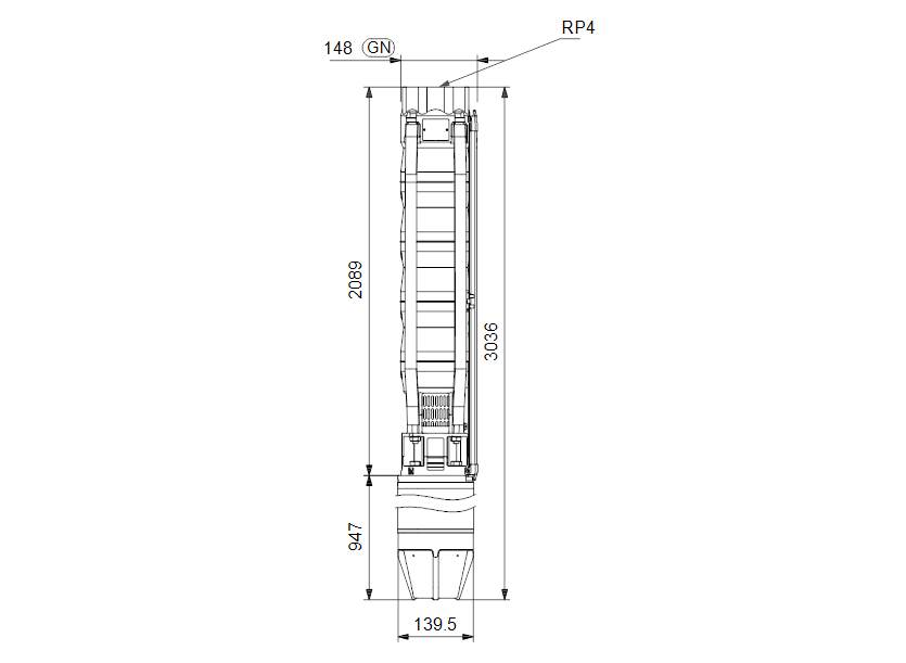 Габаритные размеры насоса Grundfos SP 60-16N Rp4 6