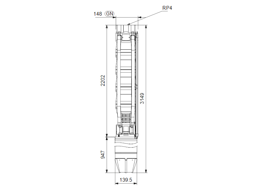 Габаритные размеры насоса Grundfos SP 60-17N Rp4 6