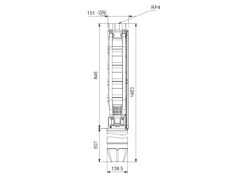 Габаритные размеры насоса Grundfos SP 60-5N Rp4 6