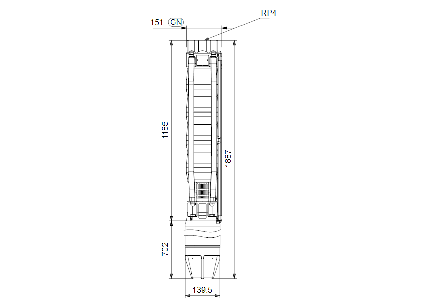 Габаритные размеры насоса Grundfos SP 60-8N Rp4 6