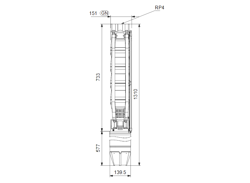 Габаритные размеры насоса Grundfos SP 60-4N Rp4 6