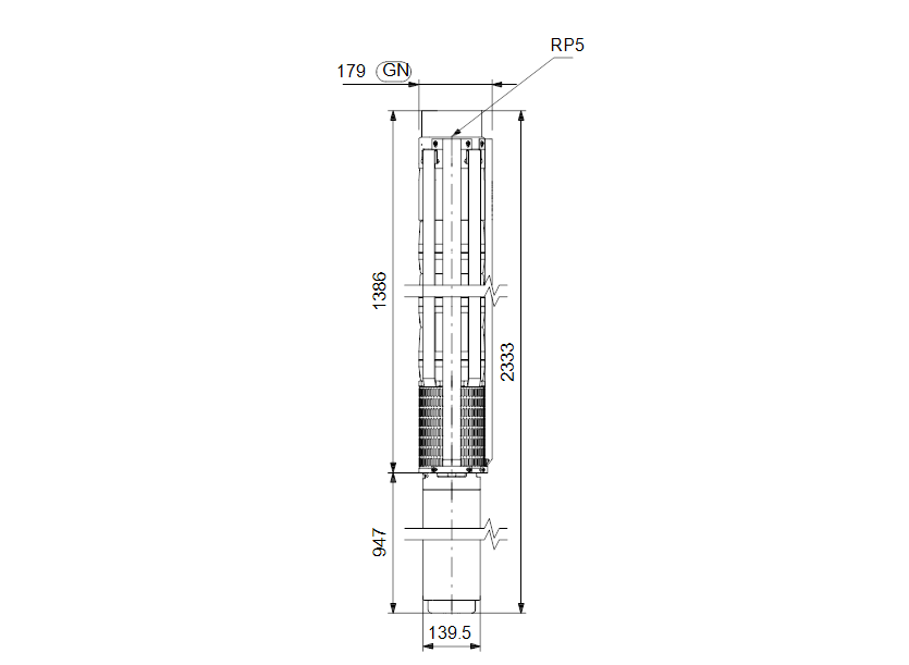 Габаритные размеры насоса Grundfos SP 95-7 Rp5 6