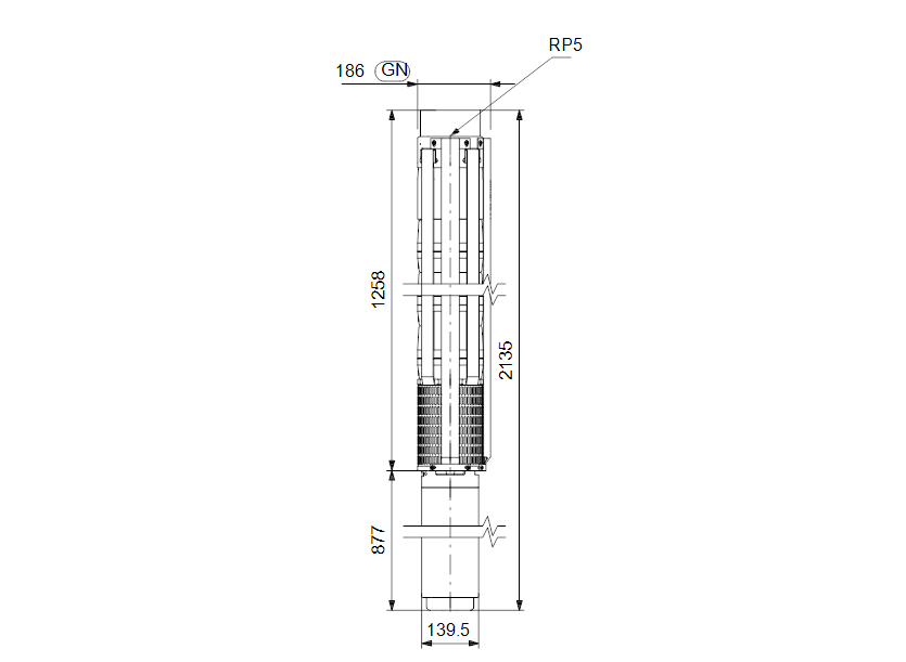 Габаритные размеры насоса Grundfos SP 95-6N Rp5 6