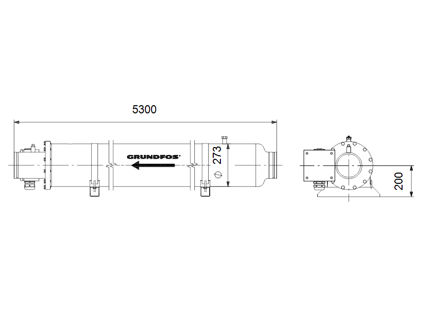 Габаритные размеры насоса Grundfos BM 95-20N 92kW 3x380-415V 50Hz артикул: 19651920