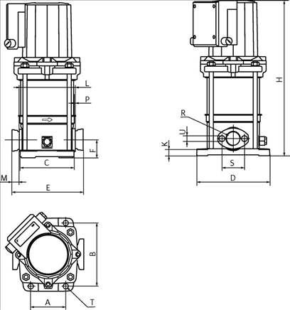 Габаритные размеры насоса Wilo MVIS 410-1/16/K/3-400-50-2 артикул: 2009050()