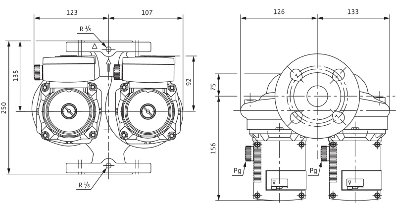 Габаритные размеры насоса Wilo TOP-SD 32/7 DM PN6/10 артикул: 2044018()