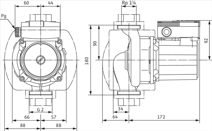Габаритные размеры насоса Wilo TOP-S 30/7 EM PN6/10 артикул: 2048322()