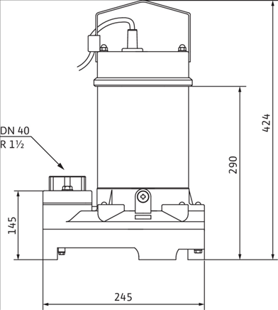 Габаритные размеры насоса Wilo TS 40/10A 3-400-50-2-10M KA. артикул: 2063929()