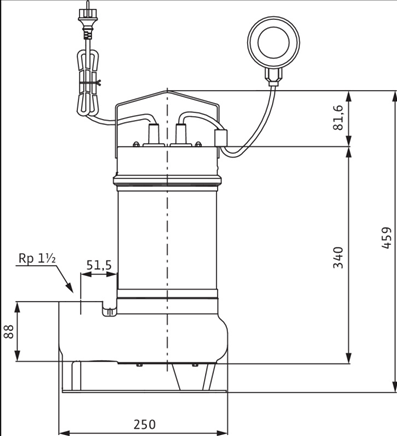 Габаритные размеры насоса Wilo STS 40/10A 1-230-50-2-10M KA. артикул: 2065874()