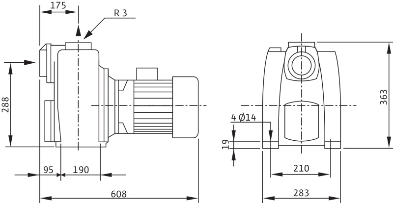 Габаритные размеры насоса Wilo LPC 80/29 3-400-50-2 артикул: 2081693()