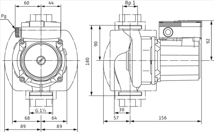 Габаритные размеры насоса Wilo TOP-S 25/13 DM PN6/10 артикул: 2084441()