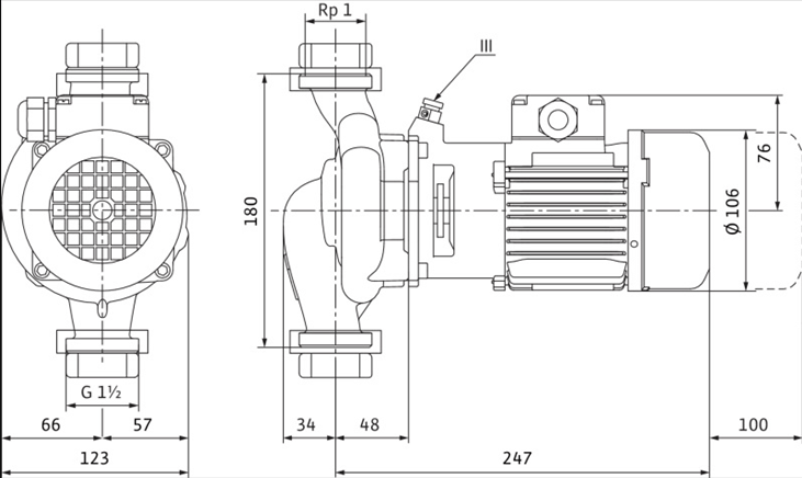 Габаритные размеры насоса Wilo IPL 25/80-0,12/2 артикул: 2089570()