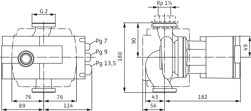 Габаритные размеры насоса Wilo STRATOS-Z 30/1-8 RG артикул: 2090470()