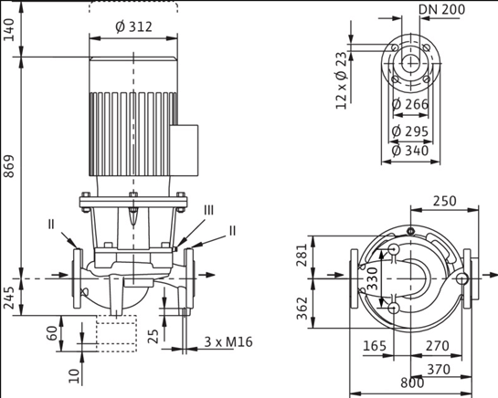 Габаритные размеры насоса Wilo IL 200/240-7,5/6 артикул: 2120940(2088456)
