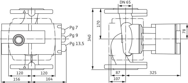 Габаритные размеры насоса Wilo STRATOS-Z 65/1-12 PN6/10 артикул: 2152257((2090475))