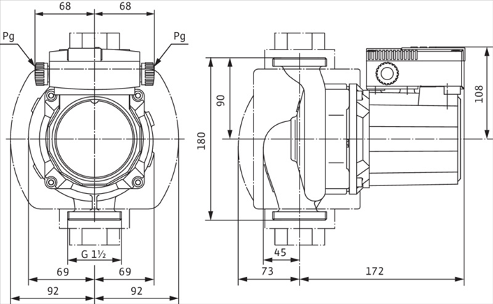 Габаритные размеры насоса Wilo TOP-S 25/10 DM PN6/10 артикул: 2165521((2061963))