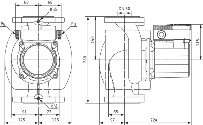 Габаритные размеры насоса Wilo TOP-S 50/7 DM PN6/10 артикул: 2165530((2080051))