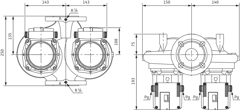 Габаритные размеры насоса Wilo TOP-SD 40/7 DM PN6/10 артикул: 2165552((2080076))