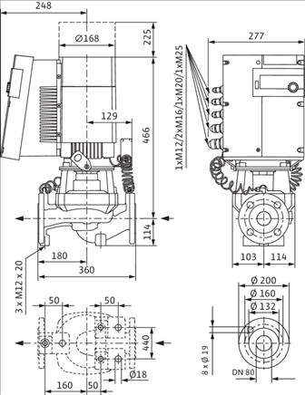 Габаритные размеры насоса Wilo STRATOS GIGA 80/1-16/2,3 артикул: 2170131((2117147))