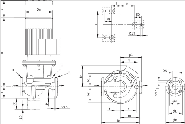 Габаритные размеры насоса Wilo IL 200/390-90/4 артикул: 2786024(2145054)