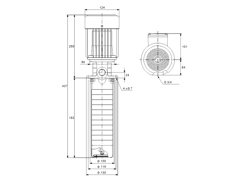 Габаритные размеры насоса Grundfos SPK 2-3/1 A-W-A-AUUV артикул: 39DR5101 Габаритные размеры насоса Grundfos SPK 2-3/1 A-W-A-AUUV артикул: 39DR5101