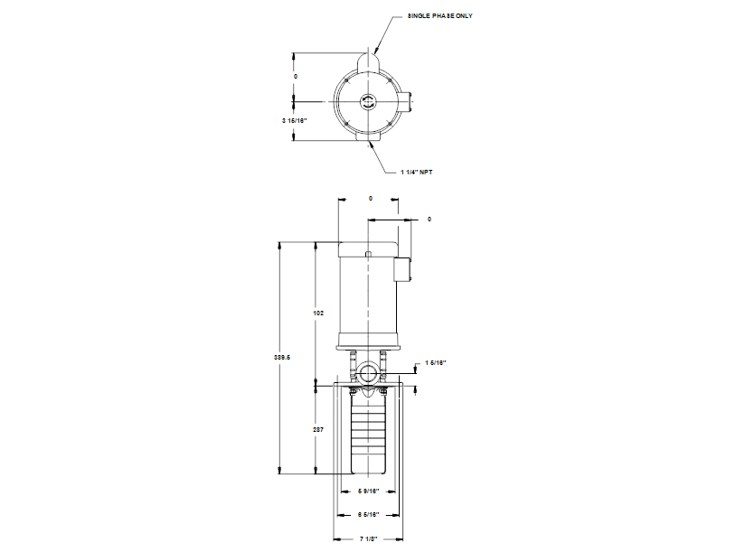 Габаритные размеры насоса Grundfos SPK 2-8/1 A-WB-A-AUUV артикул: 3AD00301