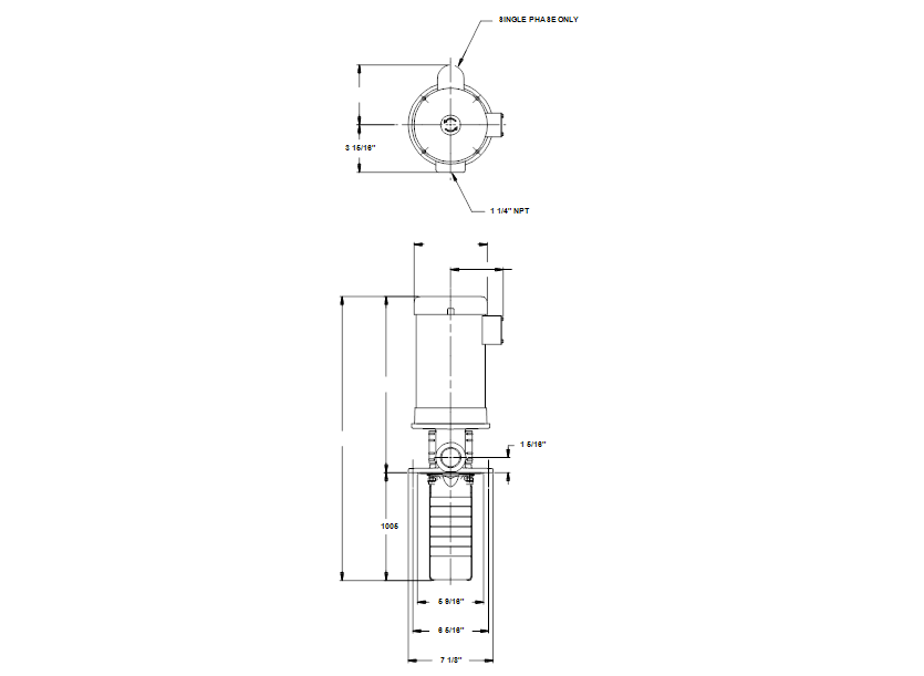 Габаритные размеры насоса Grundfos SPK 8-15/3 D-1 1/4-I-AUUV артикул: 3AP04563