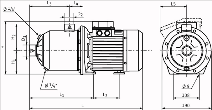 Габаритные размеры насоса Wilo MHI 803-1/E/1-230-50-2 артикул: 4024304()