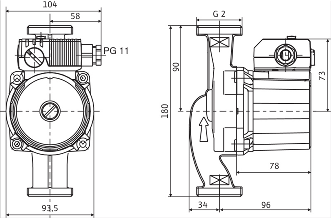 Габаритные размеры насоса Wilo STAR-RS 15/4-130 артикул: 4119789()