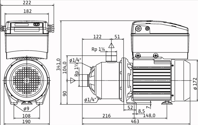 Габаритные размеры насоса Wilo MHIE403-2/V/1-2/M2 артикул: 4171789()