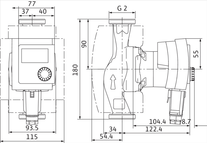 Габаритные размеры насоса Wilo STRATOS PICO-30/1-4 артикул: 4216614(4132464)