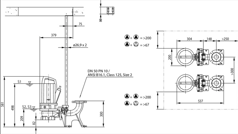 Габаритные размеры насоса Wilo REXA PRO V05DA-124/EAD0X2-M0011-523-O артикул: 6064720()