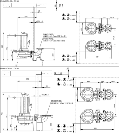 Габаритные размеры насоса Wilo REXA PRO V06DA-622/EAD0X4-M0011-523-O артикул: 6064735()