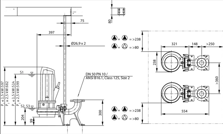 Габаритные размеры насоса Wilo REXA PRO C05DA-322/EAD1X2-T0011-540-O артикул: 6076425()