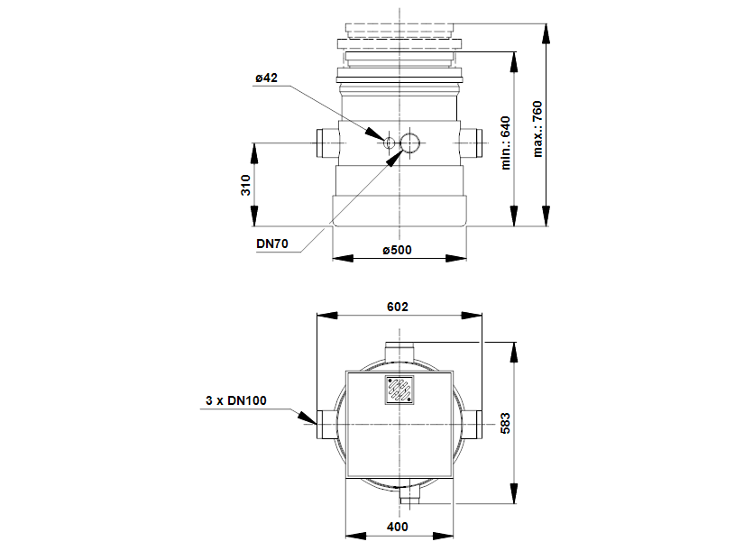 Габаритные размеры насоса Grundfos LIFTAWAY B 40-1 для насоса AP12 артикул: 96003975