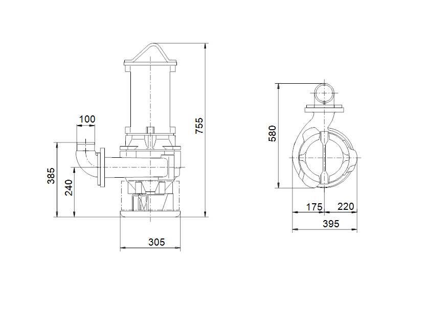 Габаритные размеры насоса Grundfos SV064B4513 артикул: 96062572