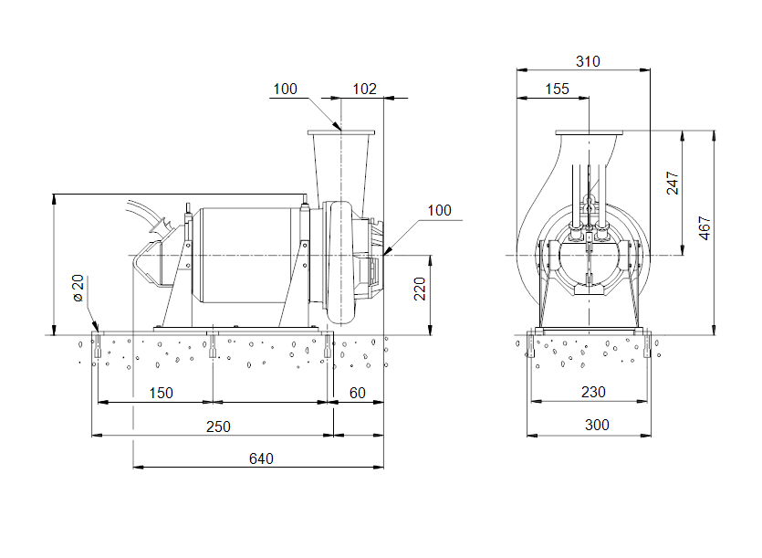 Габаритные размеры насоса Grundfos SV042C6513 артикул: 96068571