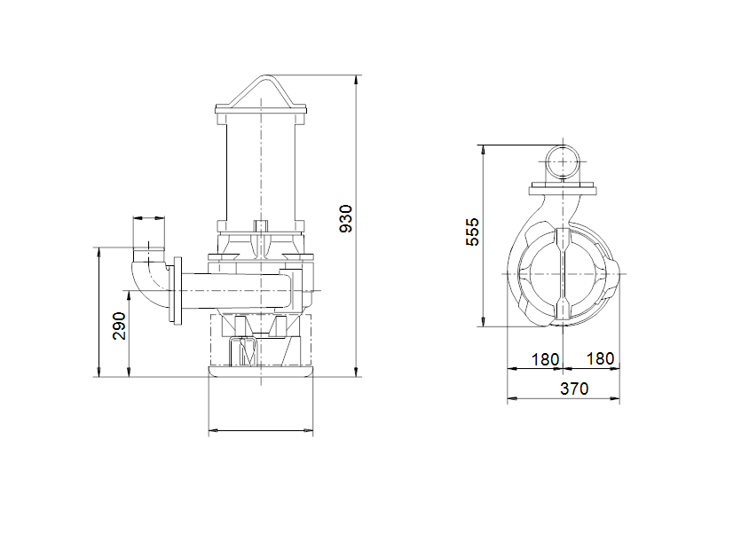 Габаритные размеры насоса Grundfos SV072BH4B511 артикул: 96094538