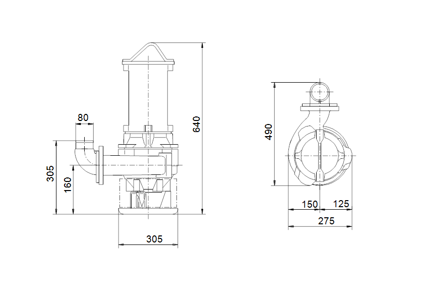 Габаритные размеры насоса Grundfos SVX014B4B607 артикул: 96103020