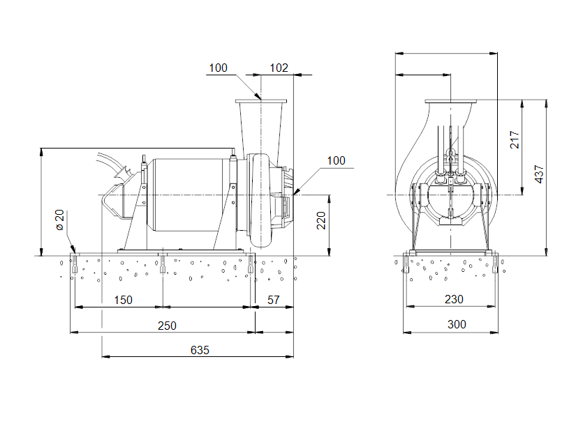 Габаритные размеры насоса Grundfos SV044CH6605 артикул: 96103129
