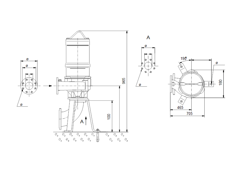 Габаритные размеры насоса Grundfos SVX122BH1B615 артикул: 96103452