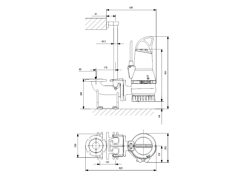 Габаритные размеры насоса Grundfos DP10.65.26.Ex.2.50B артикул: 96106543