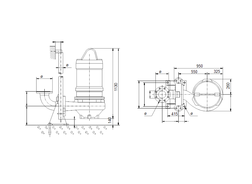 Габаритные размеры насоса Grundfos S1A124AE1B513 артикул: 96113793