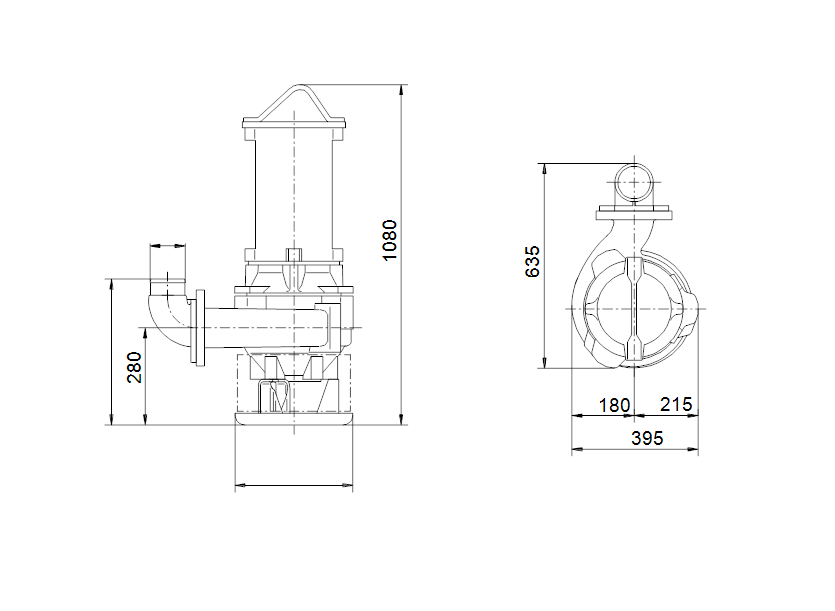 Габаритные размеры насоса Grundfos SVA152AH4A511 артикул: 96113982